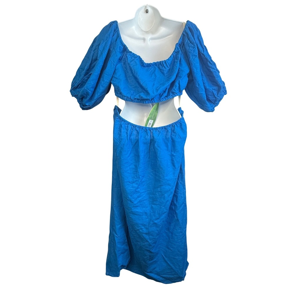 FARM Rio Blue Midi Knot Dress  Blue Midi Knot Dress Size L - Picture 8 of 12